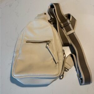 Cream Leather Sling Bag